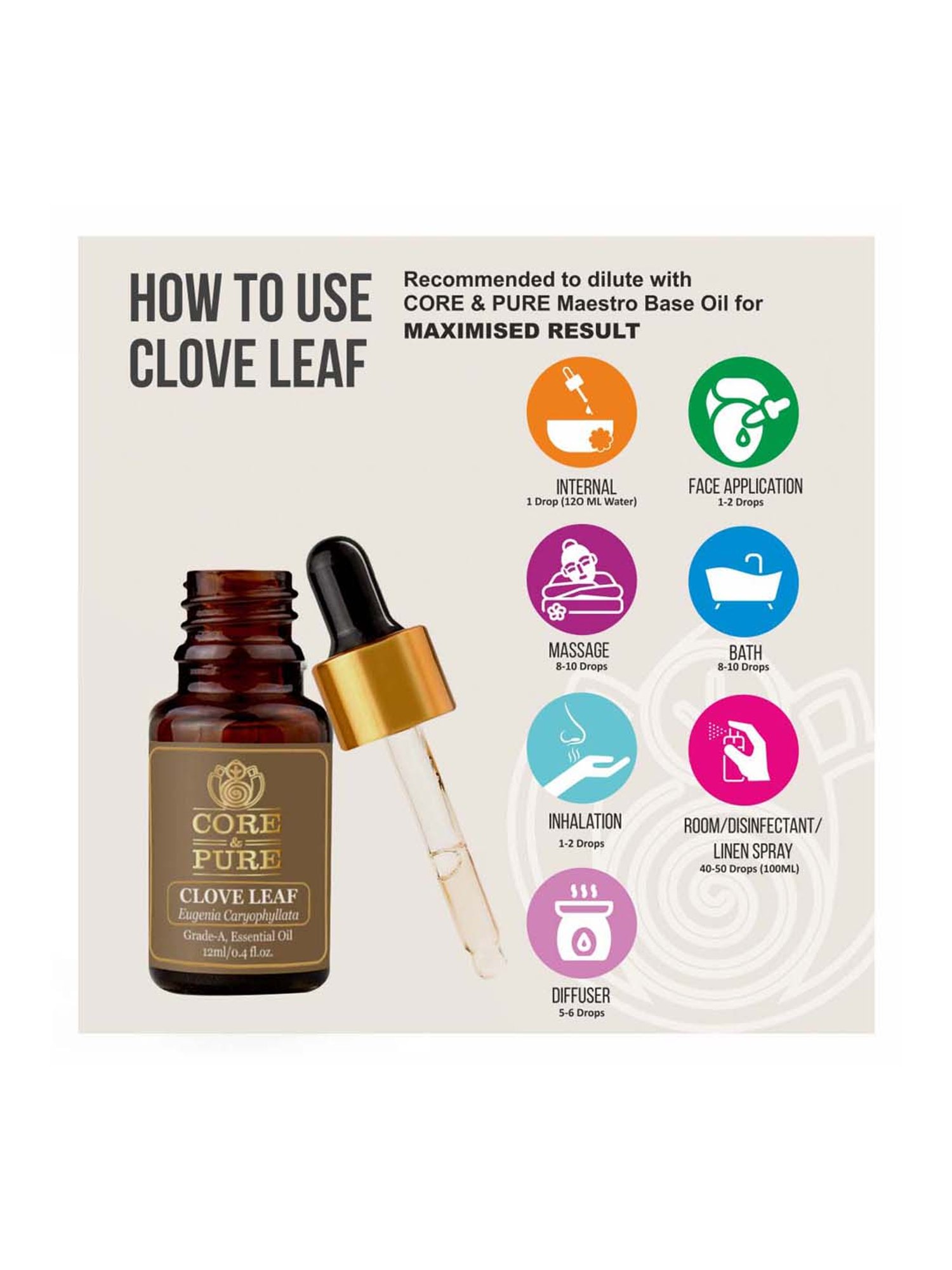 CORE & PURE Clove Leaf Essential Oil - 12 ml