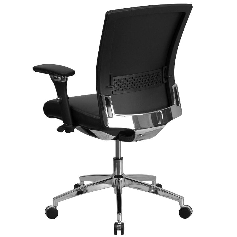41.75" Leather Multifunction Executive Swivel Ergonomic Office Chair with Seat Slider & Lumbar Black - Riverstone Furniture