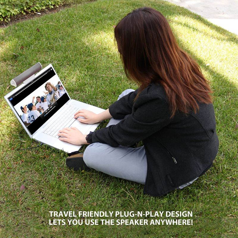 GOgroove SonaVERSE USB 3796908 Laptop Speaker Soundbar 2.0 with Clip-On Portable Design (Black) - Works with Acer, Apple, ASUS, Dell, HP, Samsung and More Computers