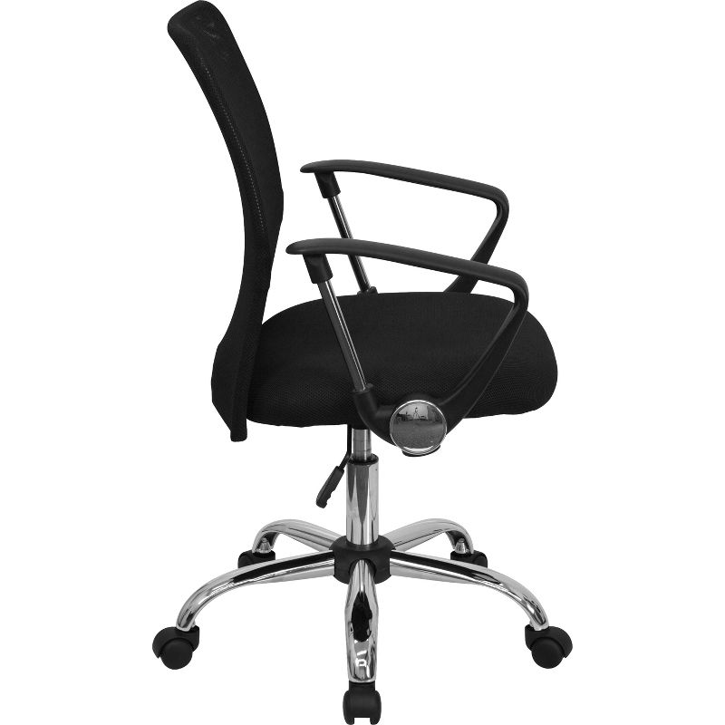 Emma and Oliver Mid-Back Black Mesh Swivel Task Office Chair with Lumbar Support Band