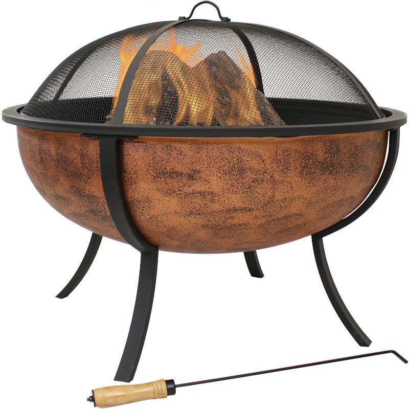 DeckMate 30371 Avondale Outdoor Backyard Patio Portable Steel Fire Bowl Fire Pit, Antiqued Copper Finish