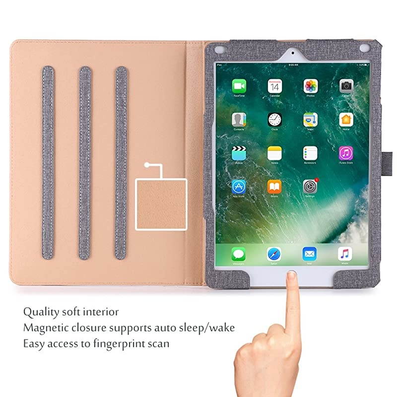 iPad 9.7 Case (Old Model) 2018 iPad 6th Generation / 2017 iPad 5th Generation Case - Stand Folio Cover Case for Apple iPad 9.7 inch, Also Fit iPad Air 2 / iPad Air &ndash;Grey