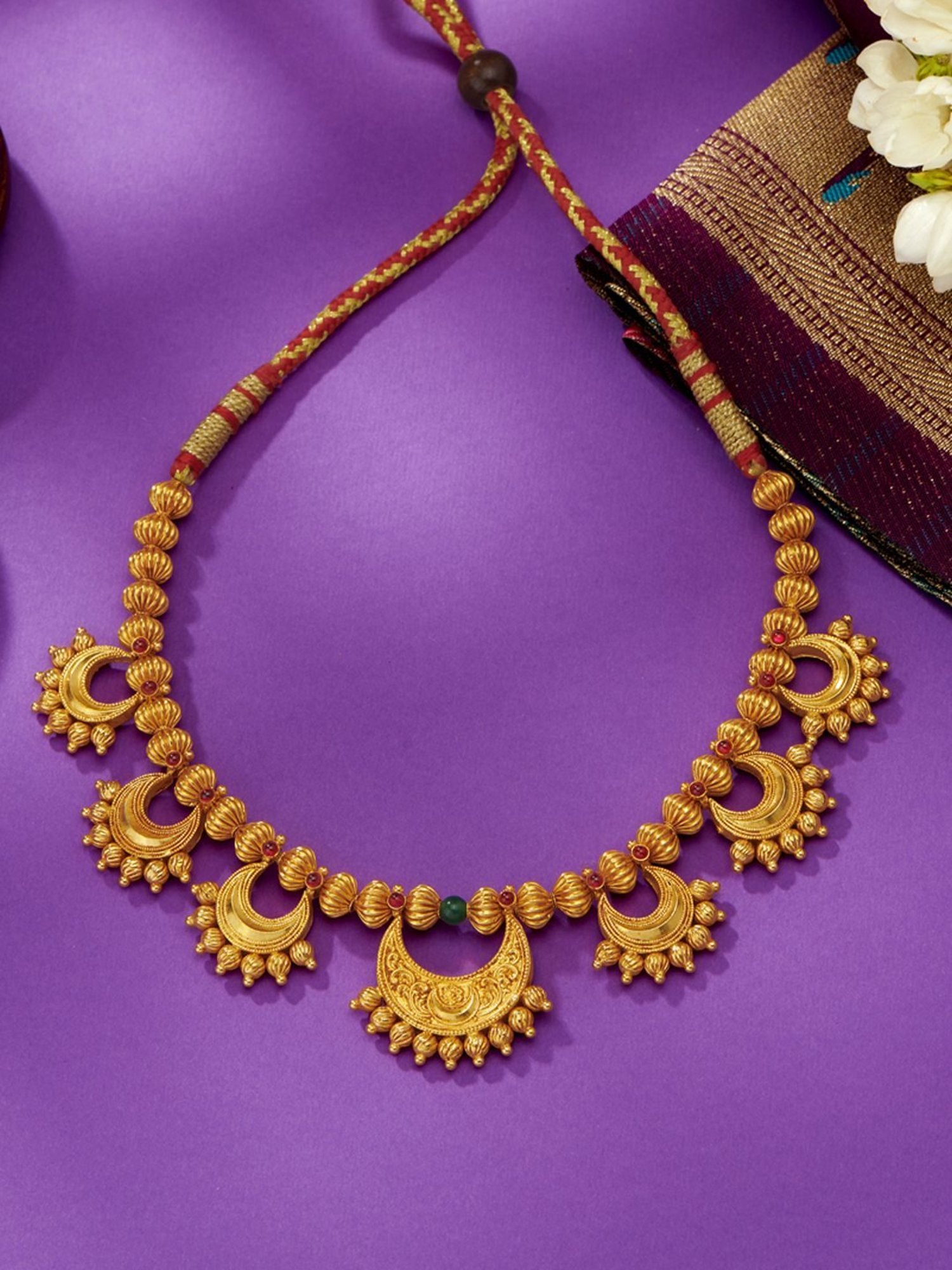 CKC Repouss&iquest; Work Rudraksha Gold Extender Neck Chain: Spiritual Elegance