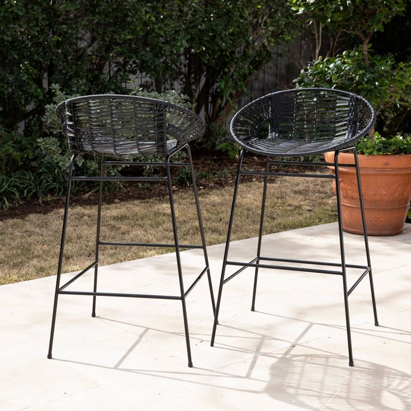 Chartish 2pk All-Weather Patio Stools - Black - Aiden Lane