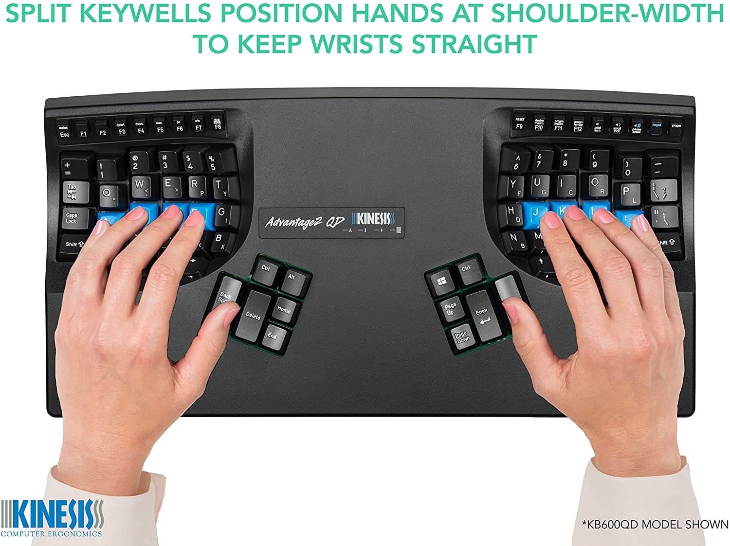 Kinesis Advantage2 QD Ergonomic Keyboard for Dvorak Typists (KB600QD)