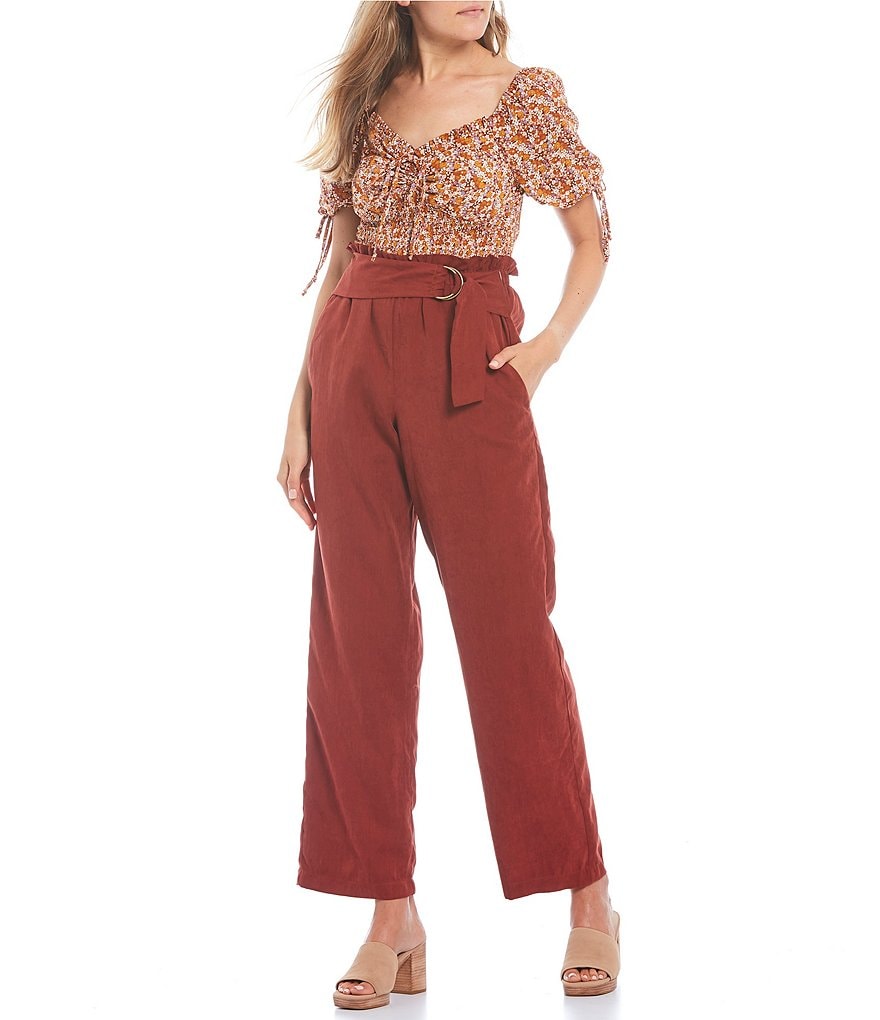 Love & Piece Printed Smocked Ruched Top