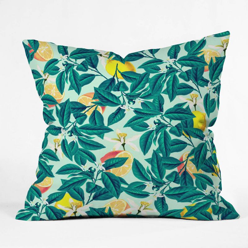 16"x16" 83 Oranges Lemon Pattern Throw Pillow Green - Deny Designs