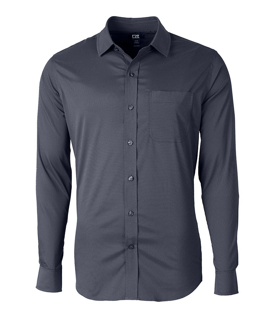 Cutter & Buck Versatech Geometric-Printed Long-Sleeve Dress Shirt