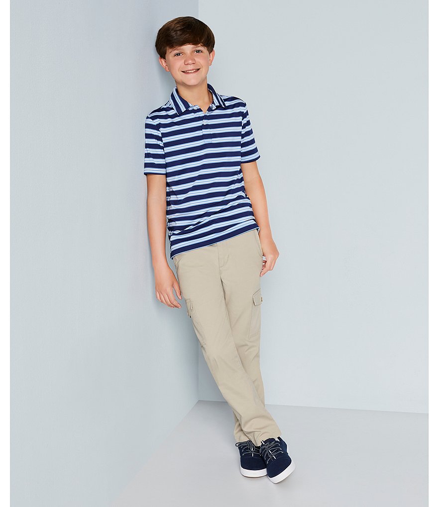 Class Club Big Boys 8-20 Short-Sleeve Multi Color Stripe Synthetic Polo Shirt