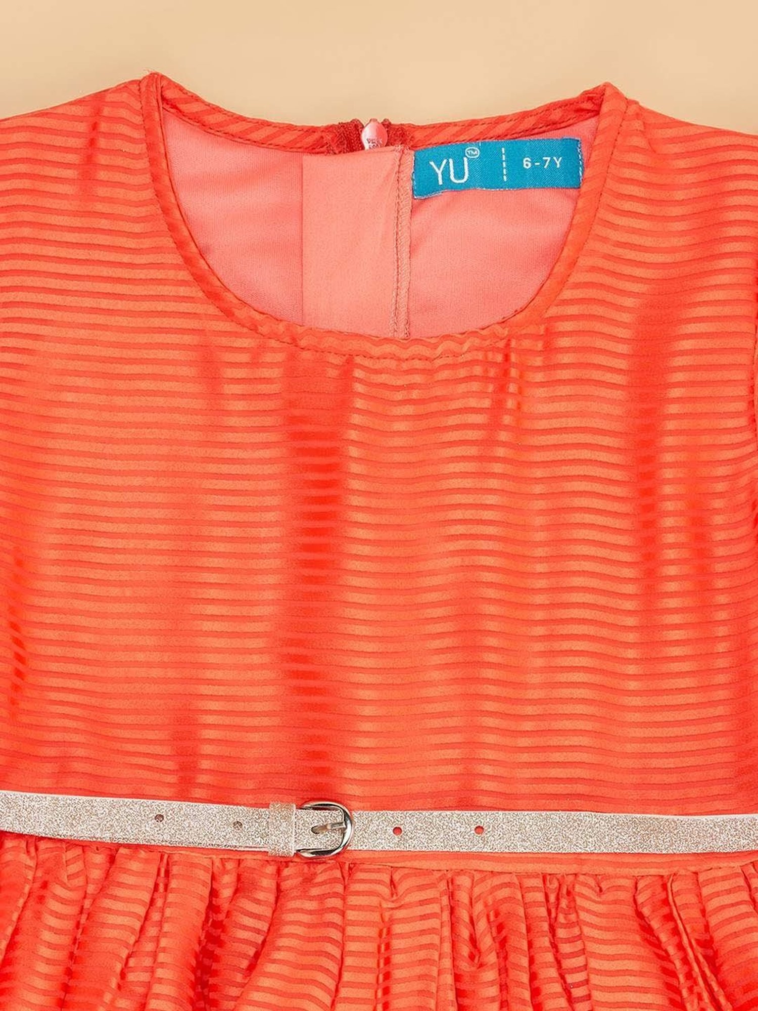 YU by Pantaloons Kids Orange Striped Dress