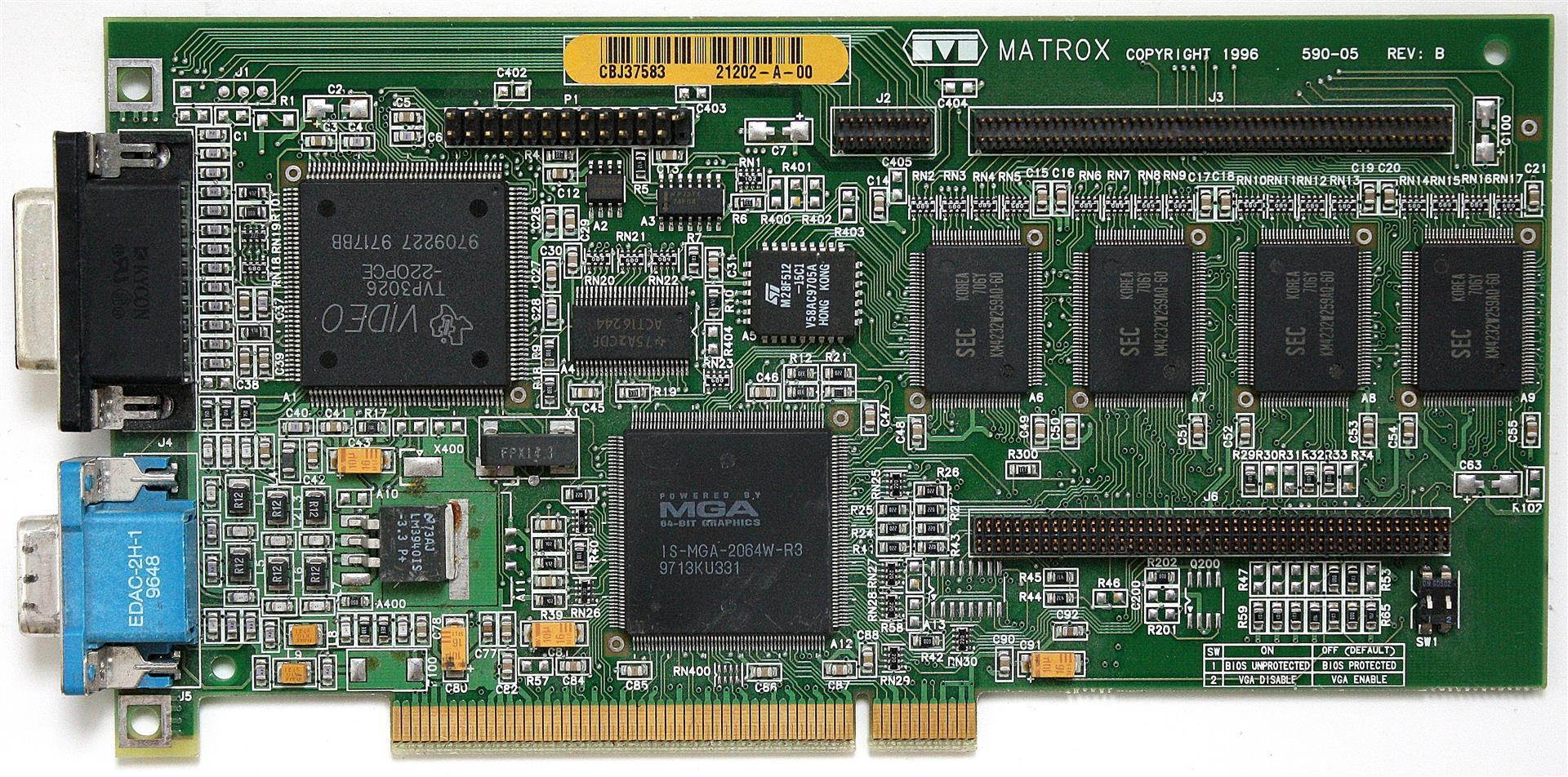 MGA-MIL/4/DELL3 - 4MB PCI VIDEO CARD, 590-05 REV.B, DP/N 00059264 REV.A00 (NO BRACKET)