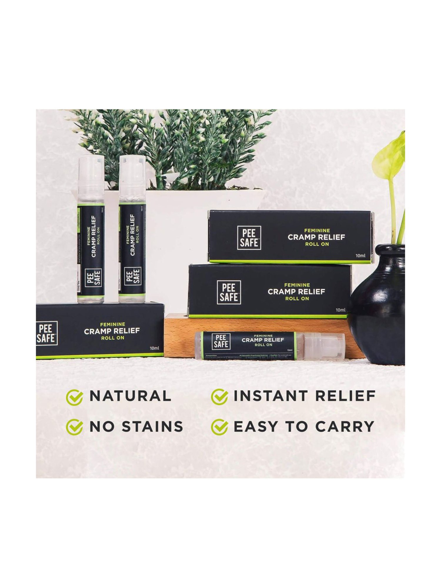 Pee Safe Feminine Cramp Relief Roll On for Period Pain - 10 ml