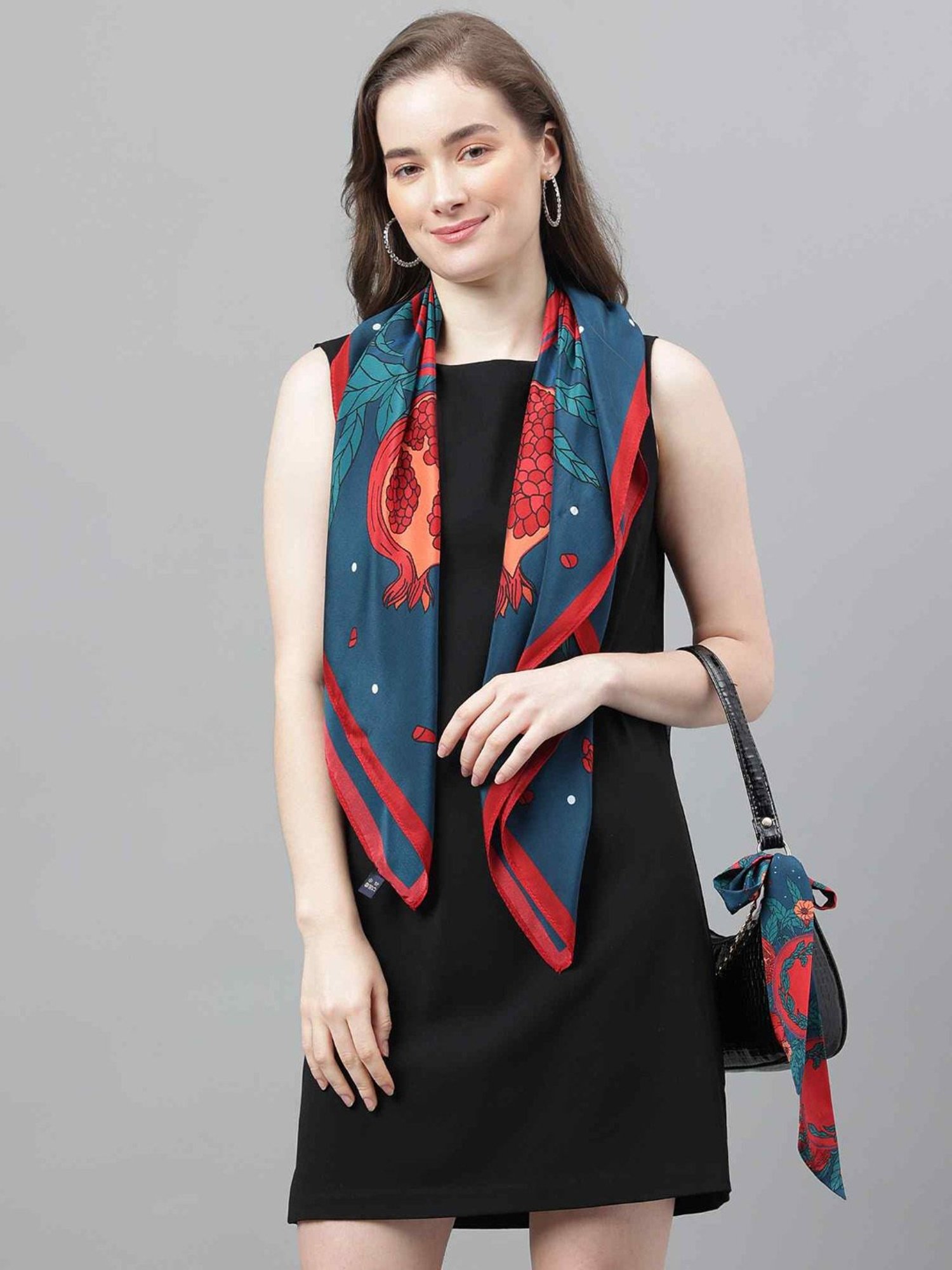 Tossido Blue Printed Scarf & Bag Scarf Set