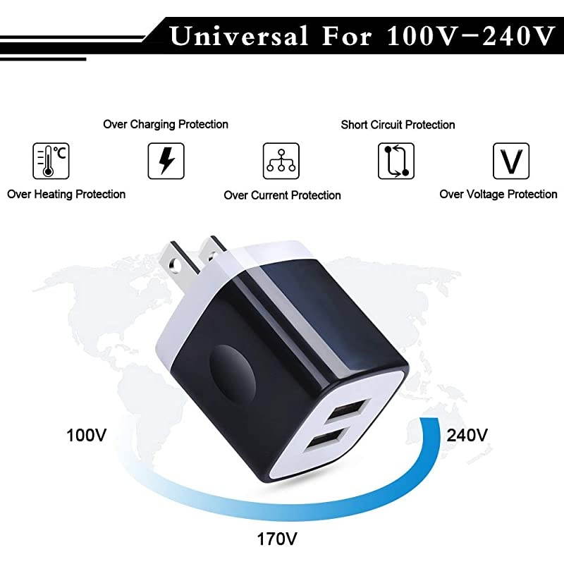 Charger Charging Plug 3Pack 21A Dual Port Plug Quick Phone Cube Brick Charger Adapter Compatible with iPhone 1111 Pro MaxXs MaxXsXRX876S6 Plus Samsung Galaxy Note 10+S10e S10 S9 S8