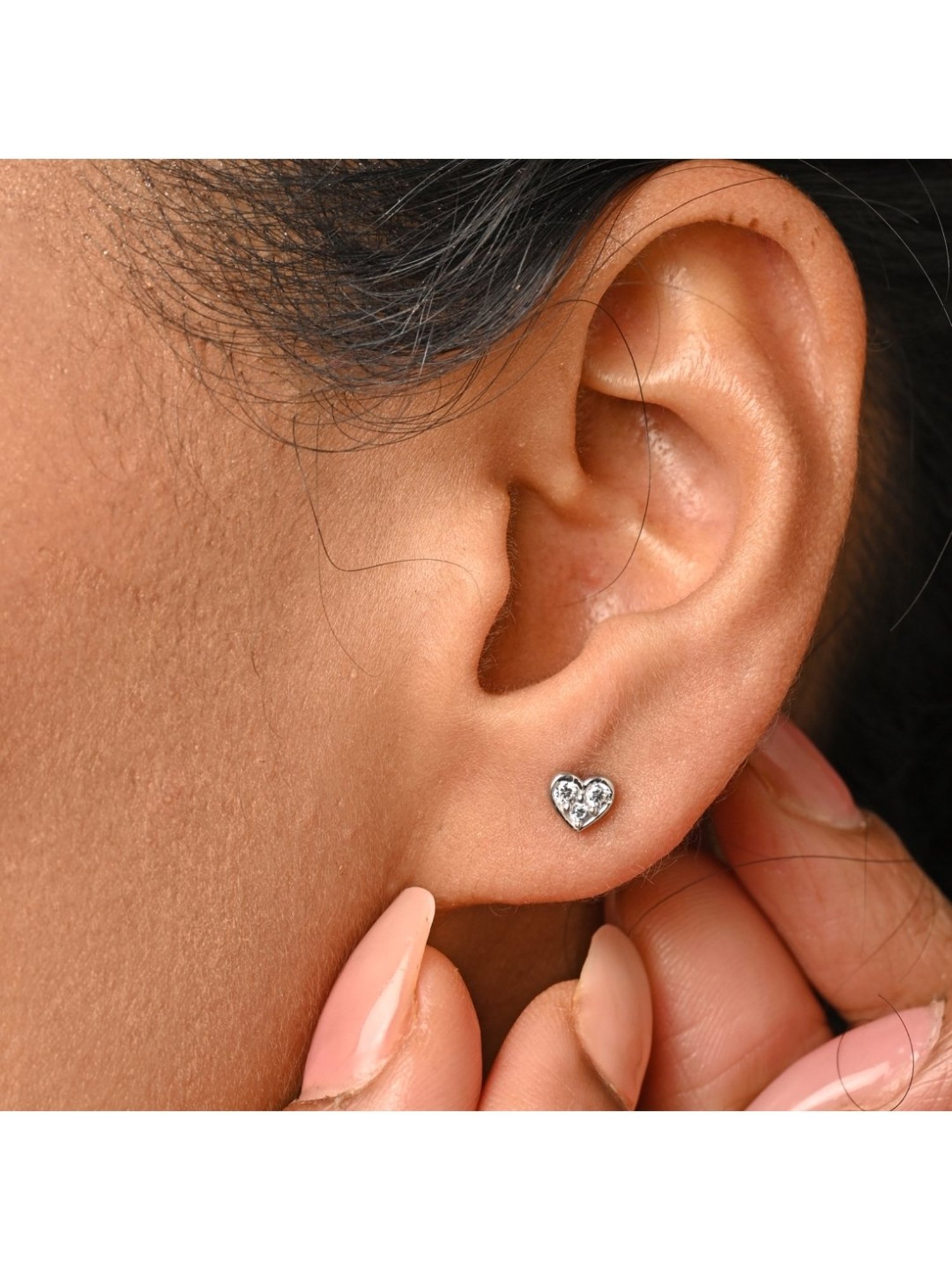 Clara 92.5 Sterling Silver Minimal Daily Wear Heart Stud Earrings for Kids Girls