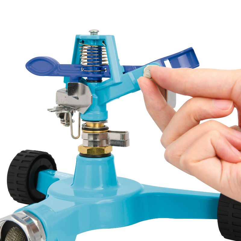 Aqua Joe AJ-IS6WB Indestructible Zinc Impulse 360 Degree Sprinkler | Customizable Coverage | Wheeled Base