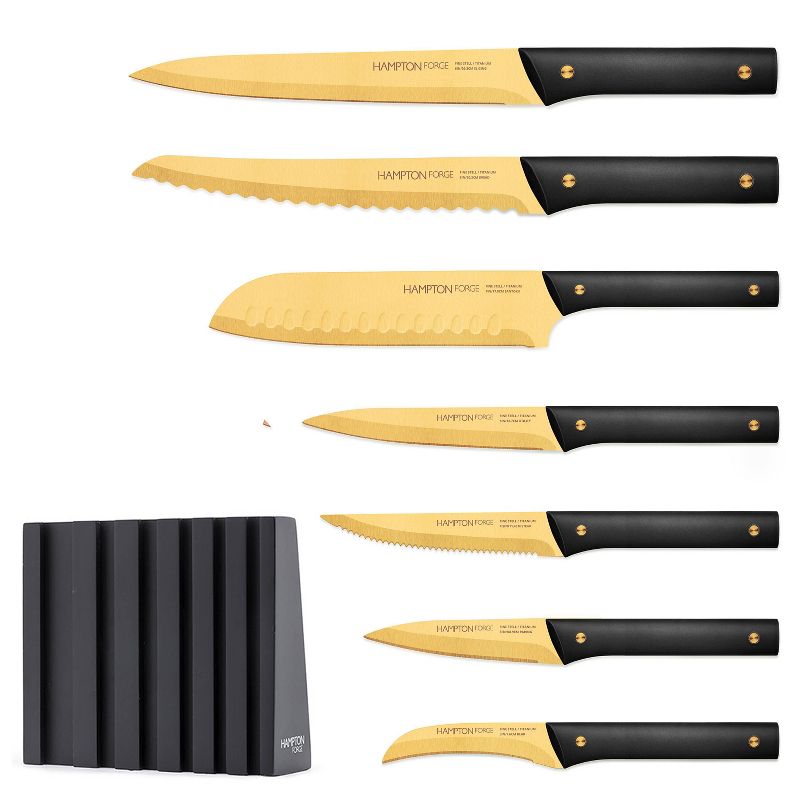 Hampton Signature Knight Gold 13pc Titanium Knife Block Set