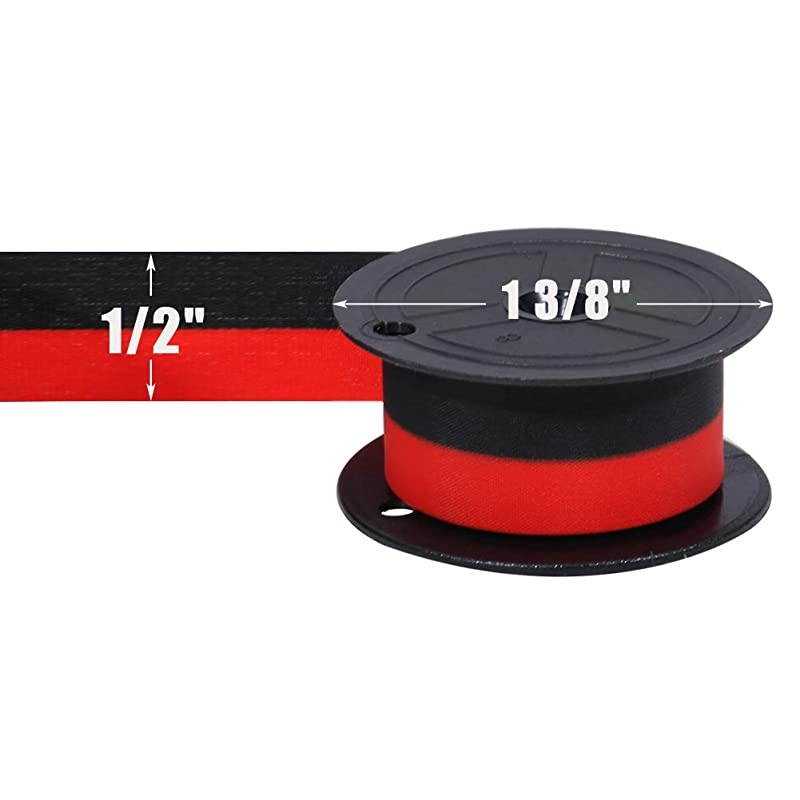 Replacement for Porelon 11216 Universal Twin Spool Calculator Ribbon for Nukote BR80c Sharp El 1197 P III Dataproducts R3027 1 38quot of Spool Diameter 12quot Wide Blackred 12Pack