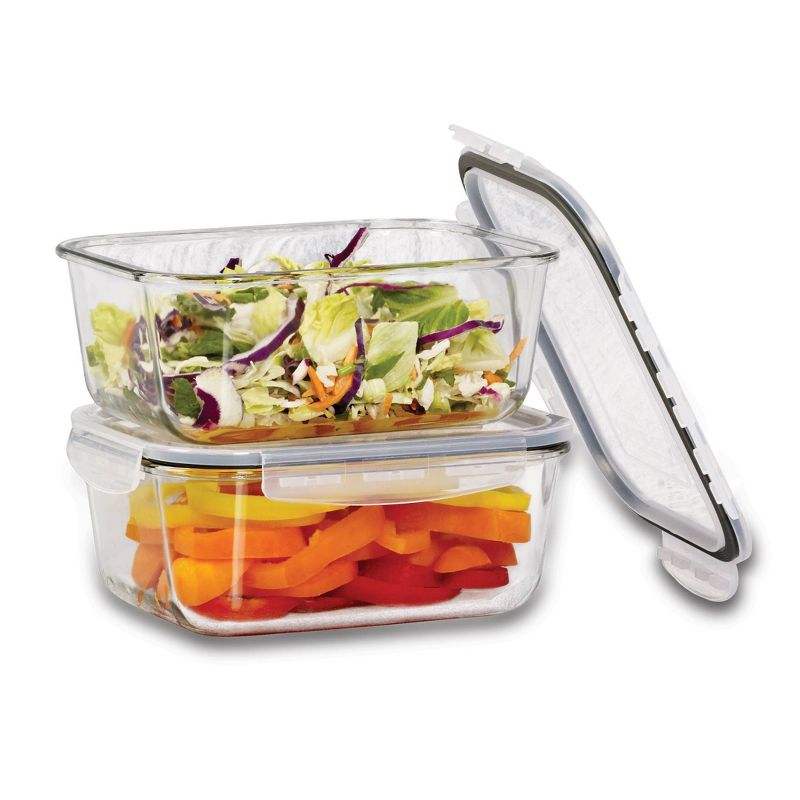 Mason Craft & More 51oz Set of 2 Rectangular Food Storage Containers with Lids