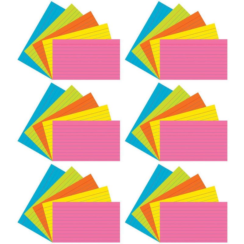 6pk 100 per pack 4" x 6" Blank Index Cards Brite Assorted - Top Notch Teacher Products