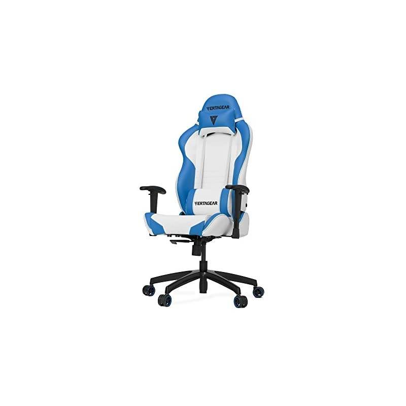 Gaming Chair Racing Seat, S-Line Slim SL2000 BIFMA Cert, White/Blue