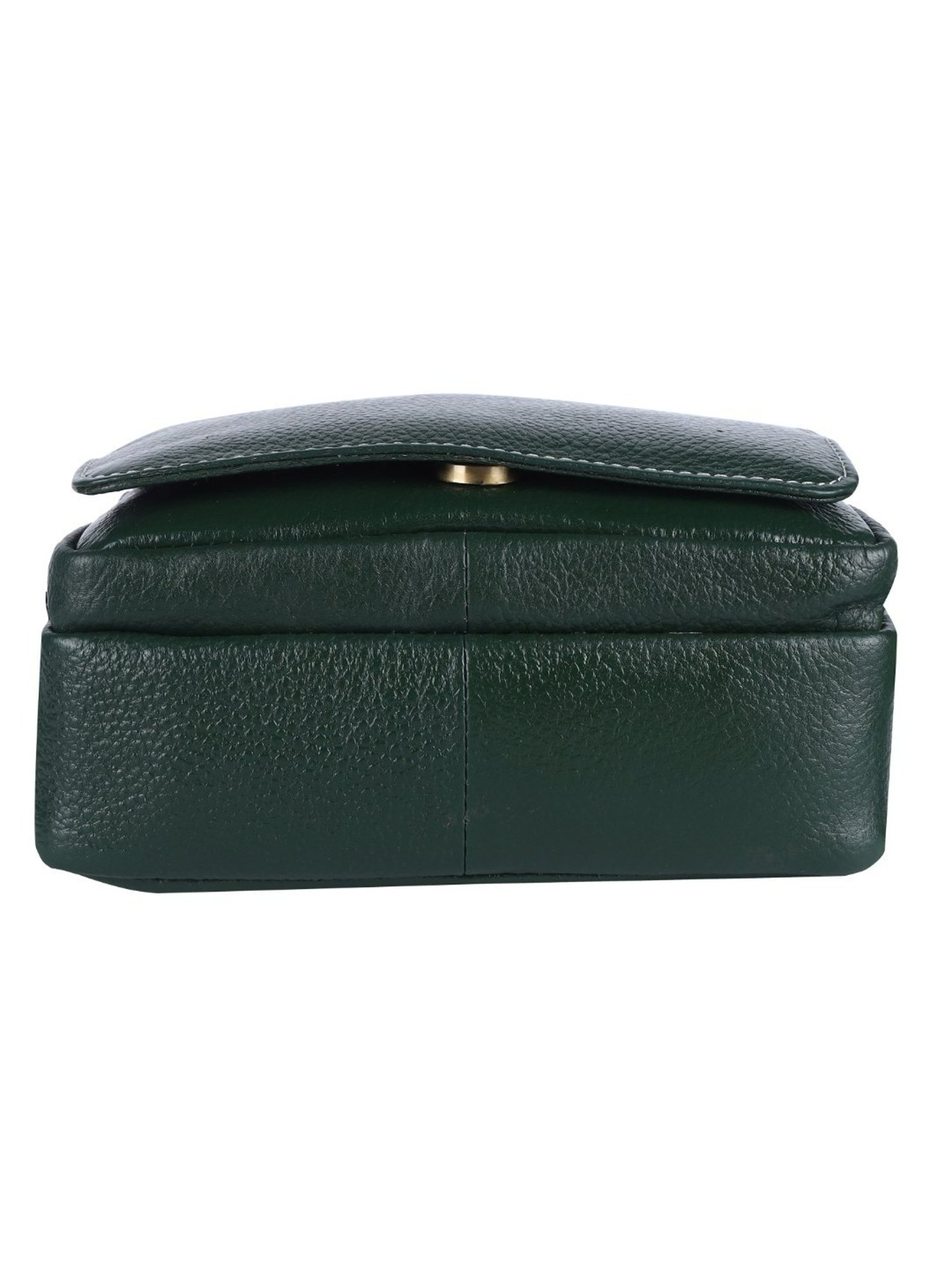 HiLEDER Green Textured Medium Leather 8 inch Cross Body Bag