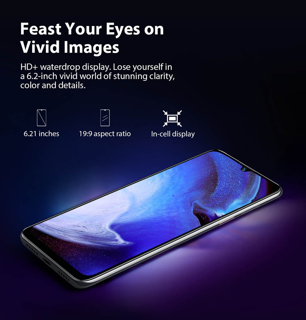 Blackview A80 Quad Rear Camera Android 10.0 Go Mobile Phone 6.21' Waterdrop HD Screen 2GB+16GB Cellphone 4200mAh 4G Smartphone