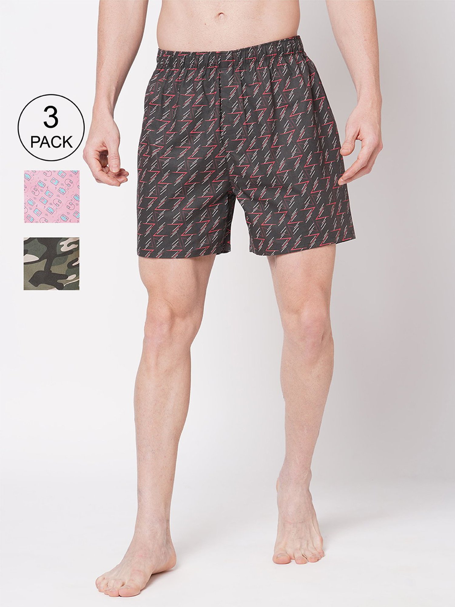 Fitz Multicolor Printed Boxer Shorts - Pack of 3