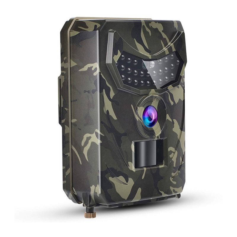 PR-100 Outdoor Hunt-ing Trial Camera Scouting Video Camera Adopted Sensitive PIR Infrared Sensor 1080P VGA AA Batter-y Operated USB Cable IP56 Water Resistance for Sport Cycling Army Green