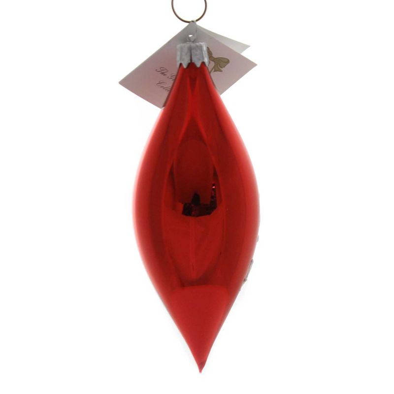 Golden Bell Collection 3.75" Merry Christmas Drop Red Hand Painted  -  Tree Ornaments