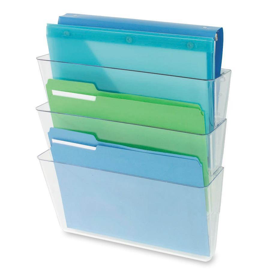Deflecto Wall Pocket System Letter 13"x4"x19" 3/ST Clear 73601RT