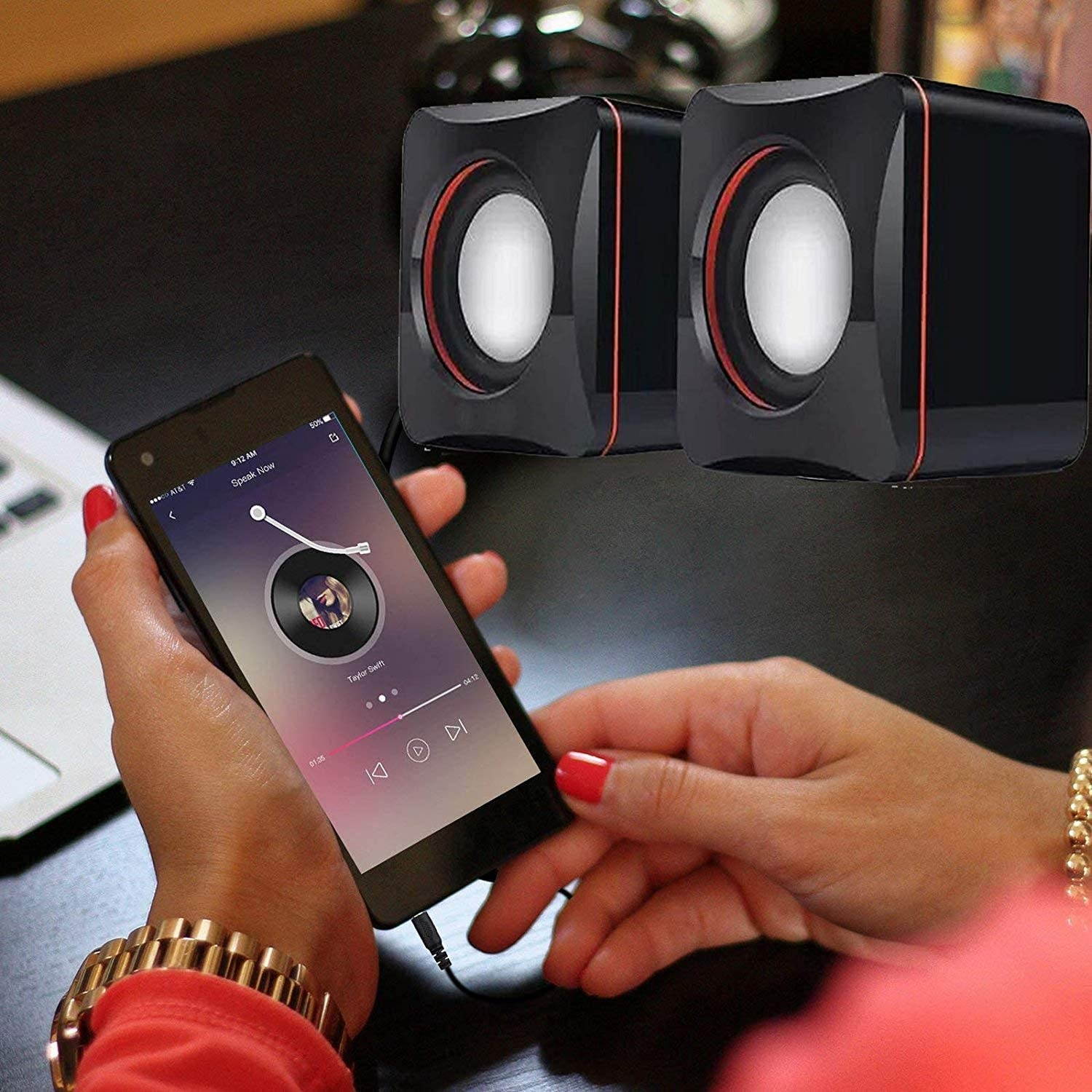 SSEDEW Portable Computer Speakers USB Powered Desktop Mini Speaker Bass Sound Music Player System Wired Small Speaker