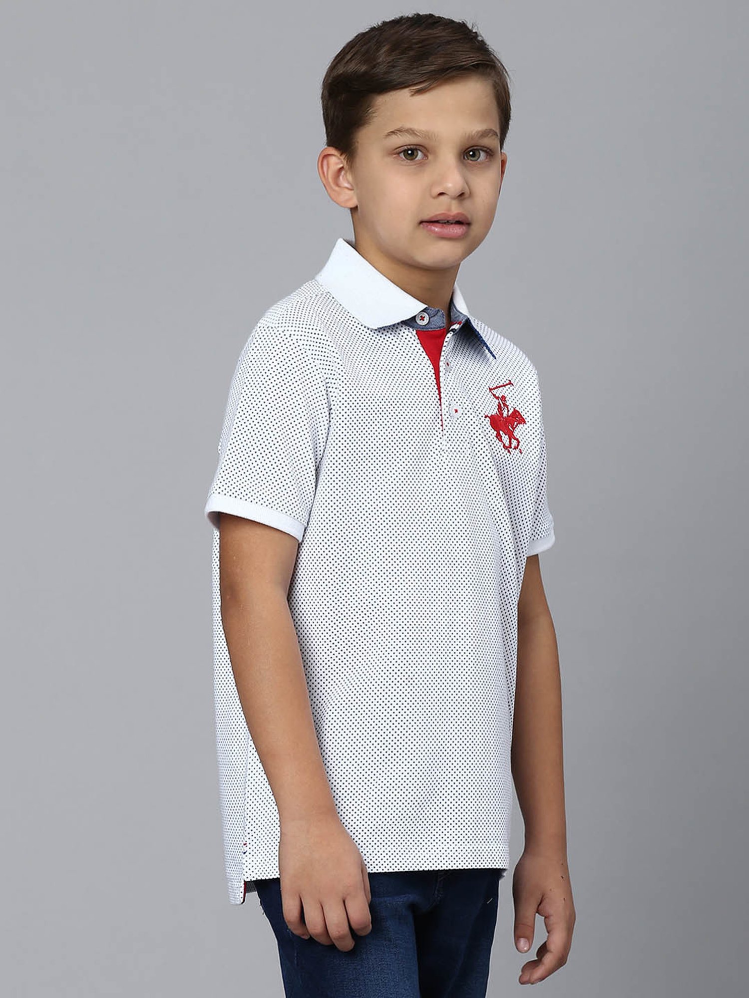 Beverly Hills Polo Club Kids White Printed Polo T-Shirt