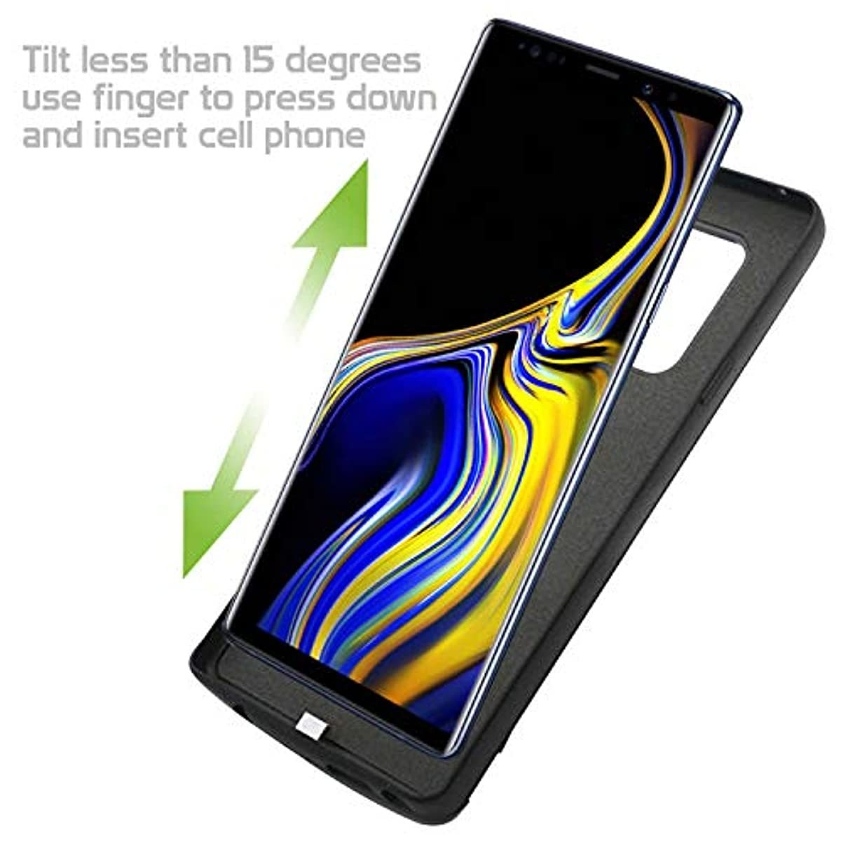 Cellet Battery Case, 5000 mAh Capacity, Rechargeable Battery Case with Kick Stand Compatible for Samsung Galaxy Note 9 - Black