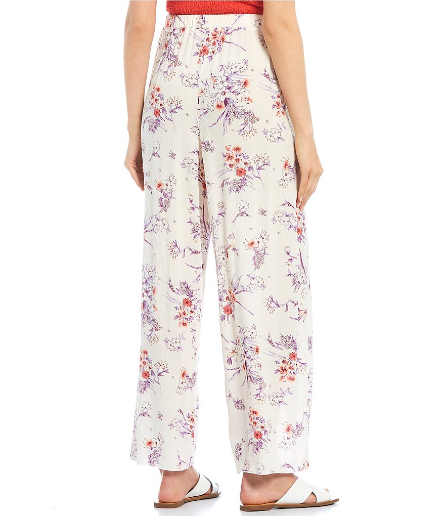 Love & Piece Floral Print Tulip Wide Leg Crop Pants
