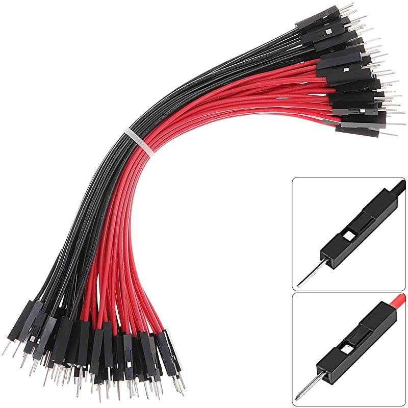 Breadboard Male to Male Jumper Wires Black Red Color for Power Lines 01 Square Head 60Pack 24AWG by Hellotronics MM 15CM Pack of 60