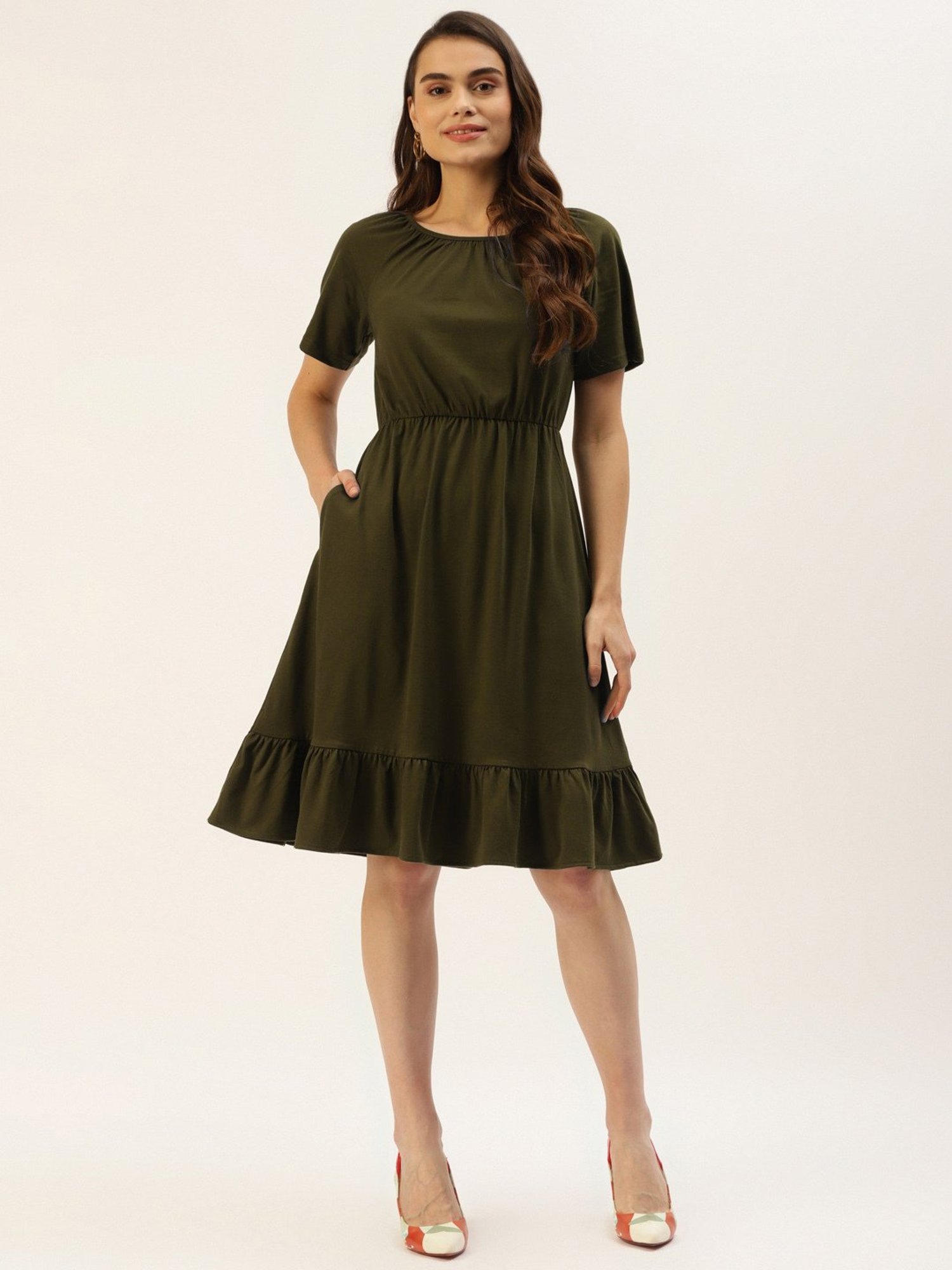 BRINNS Olive Midi A Line Dress