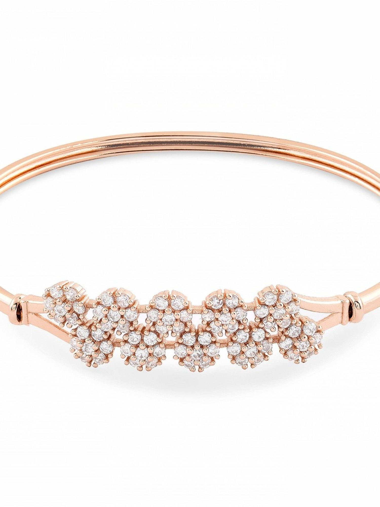 Zaveri Pearls Set of 2 Rose Gold Contemporary Cubic Zirconia Brass Kada Style Bracelet-ZPFK11104