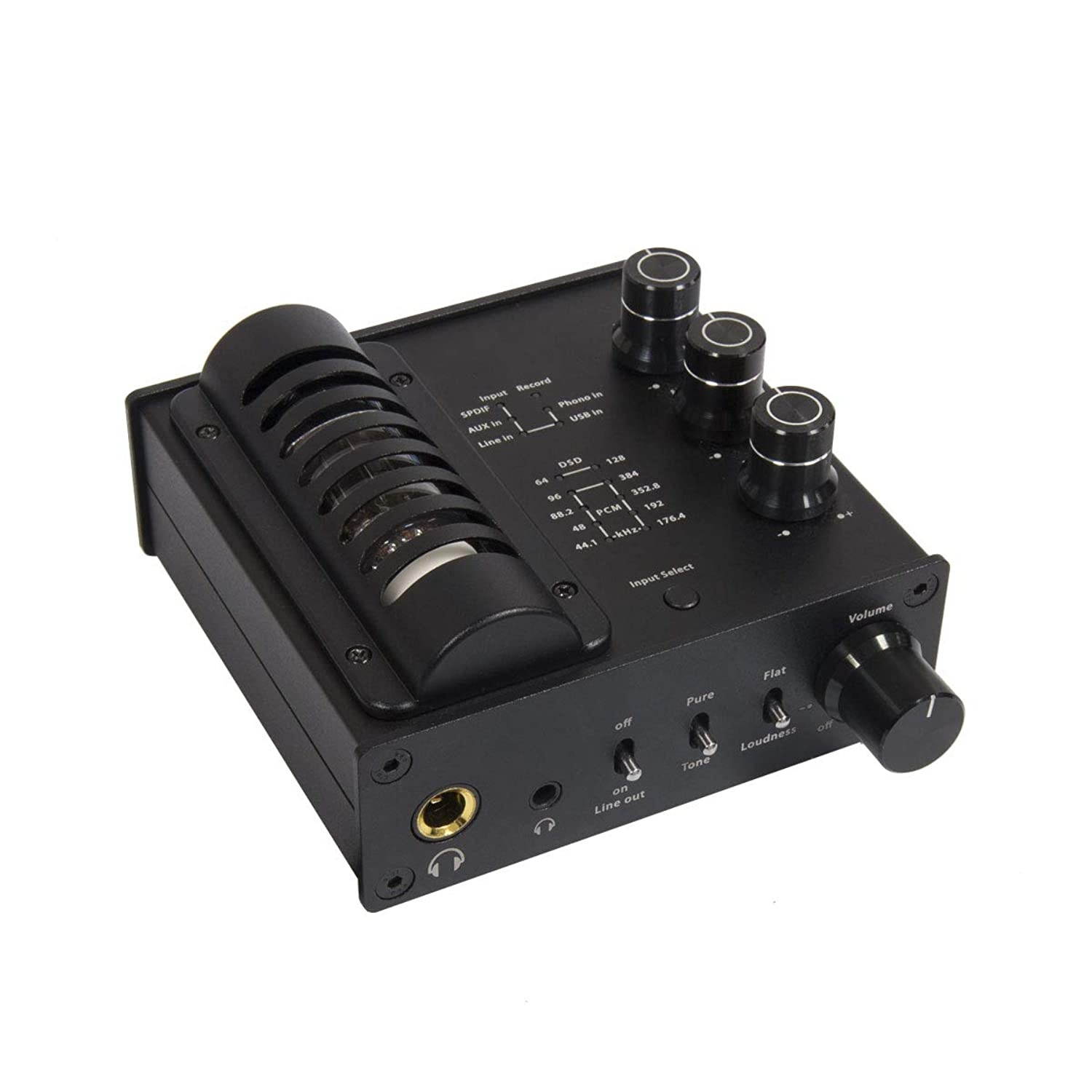 Syba USB 128x DSD 384 kHz 32 bit DAC Hybrid Tube Headphone Amp and Turn Table Pre-Amp Function, Tri Tone Controller (SD-DAC63115)