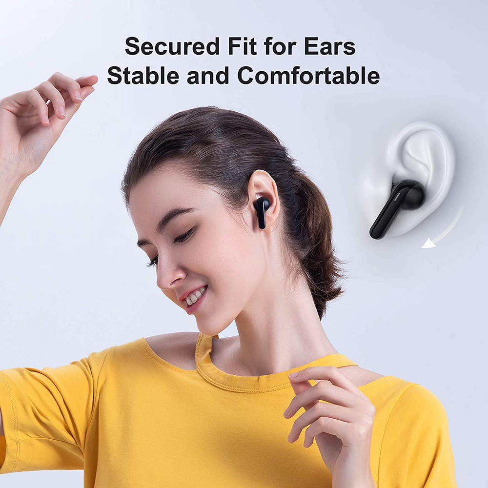 Haylou GT3 True Wireless Earbuds DSP Noise Reduction Bluetooth 5.0 Headphones Smart Touch Control IPX4 Waterproof Binaural Design USB-C 600mAh Charging Case (Black)