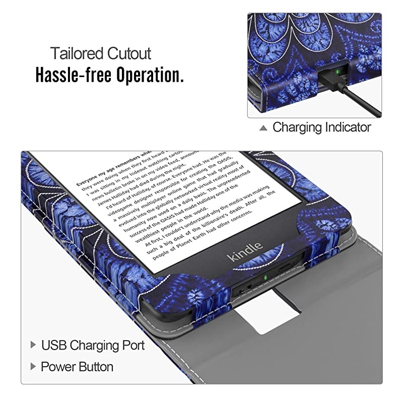 Case Fits AllNew Kindle 10th Generation 2019 Kindle 8th Generation 2016 Premium Vertical Flip Cover with Auto WakeSleep Function Rattan Flower Blossom