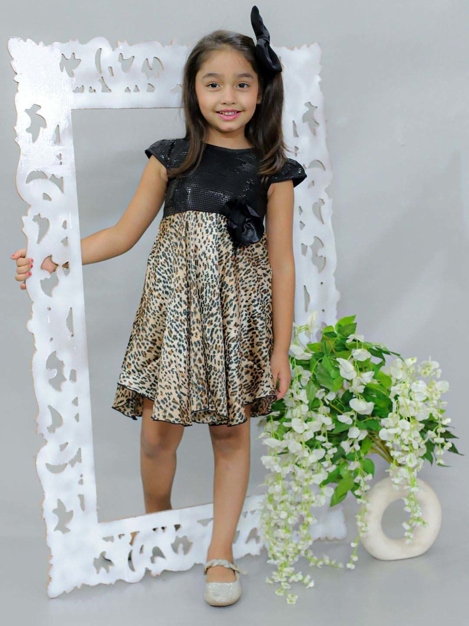 KidsDew Black Applique Dress
