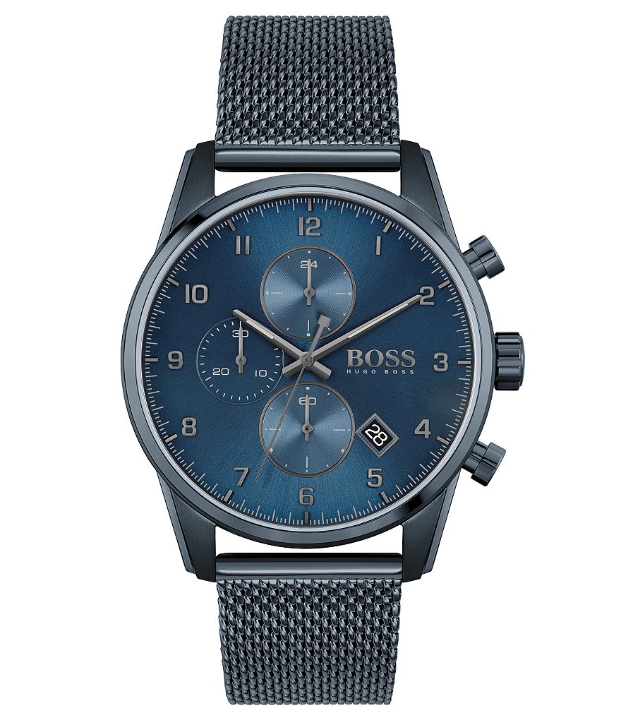 Hugo Boss Skymaster Blue Mesh Chronograph Watch