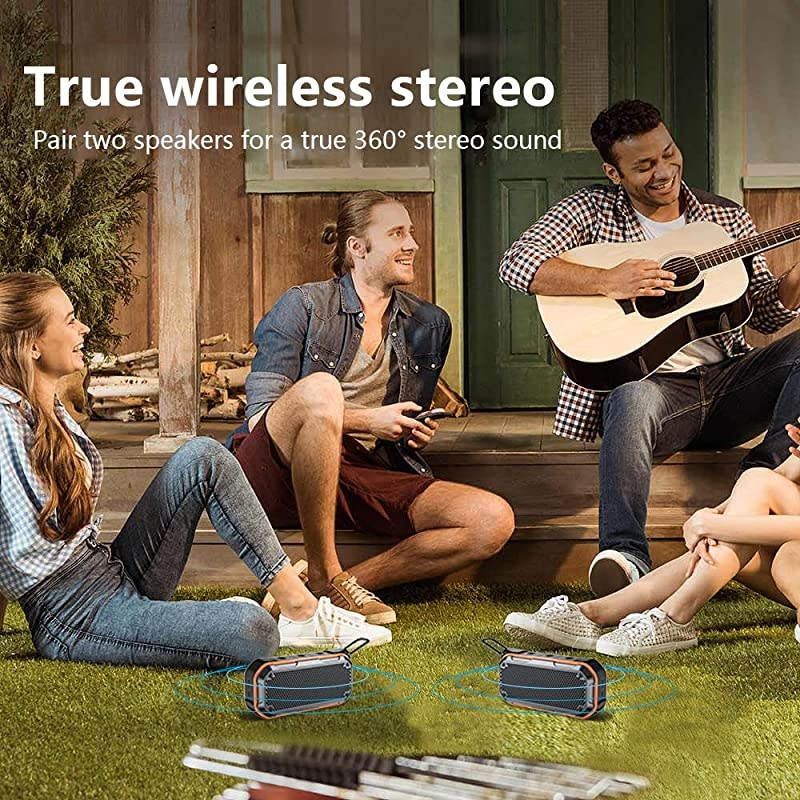 Bluetooth Speaker IPX7 Speaker Bluetooth Wireless Outdoor Portable Speakers TWS Stereo Rich Bass 12H Playtime with Microphone for Shower Bath Pool Boat Beach Home Party Travel