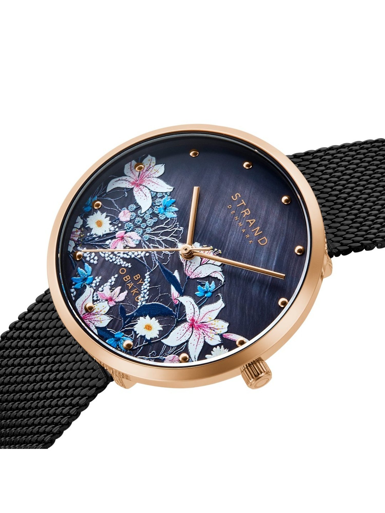 STRAND by Obaku S700LXVBMB-DF Flowerpower Analog Watch for Women