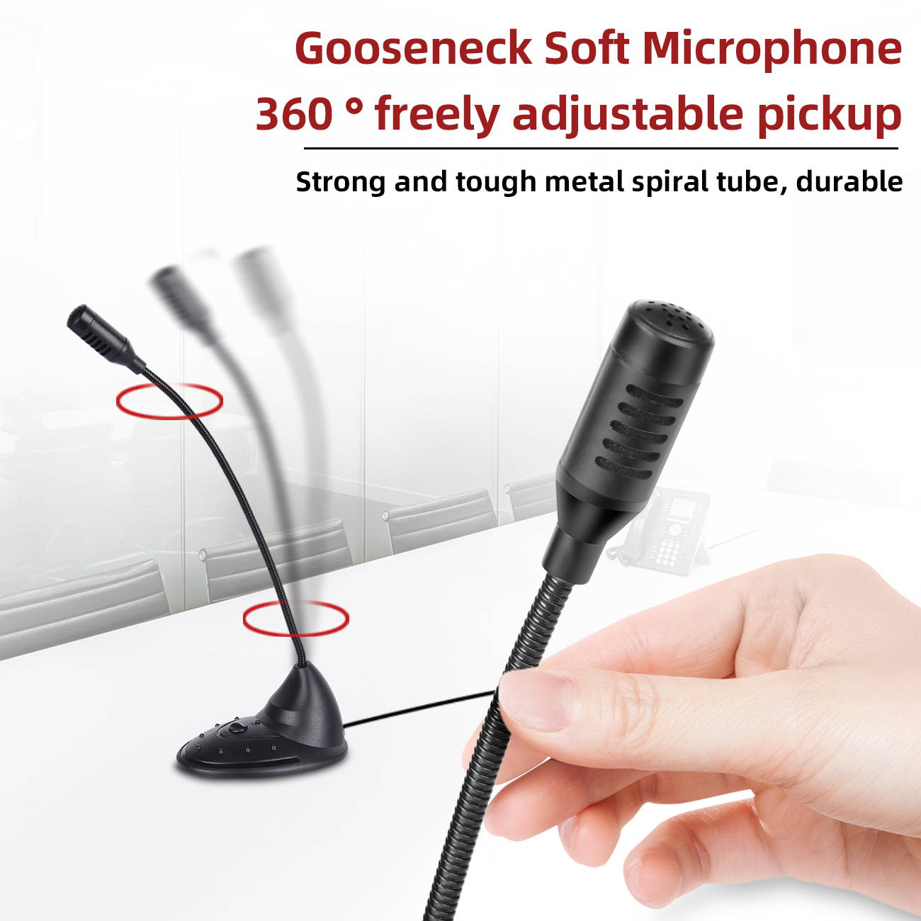 Depusheng Flexible Computer Microphone 360 Degree Adjustable Studio Speech Microphone USB Gooseneck Condenser Microphone for Computer PC Desktop Notebook