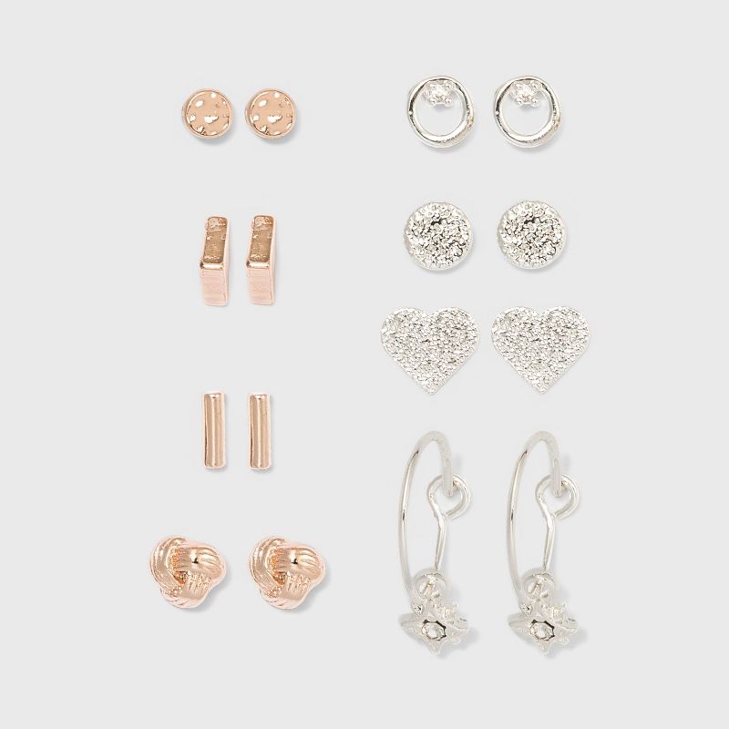 Worn Multi Plated Hammered Rectangle Statement Earrings - A New Day™ Gold