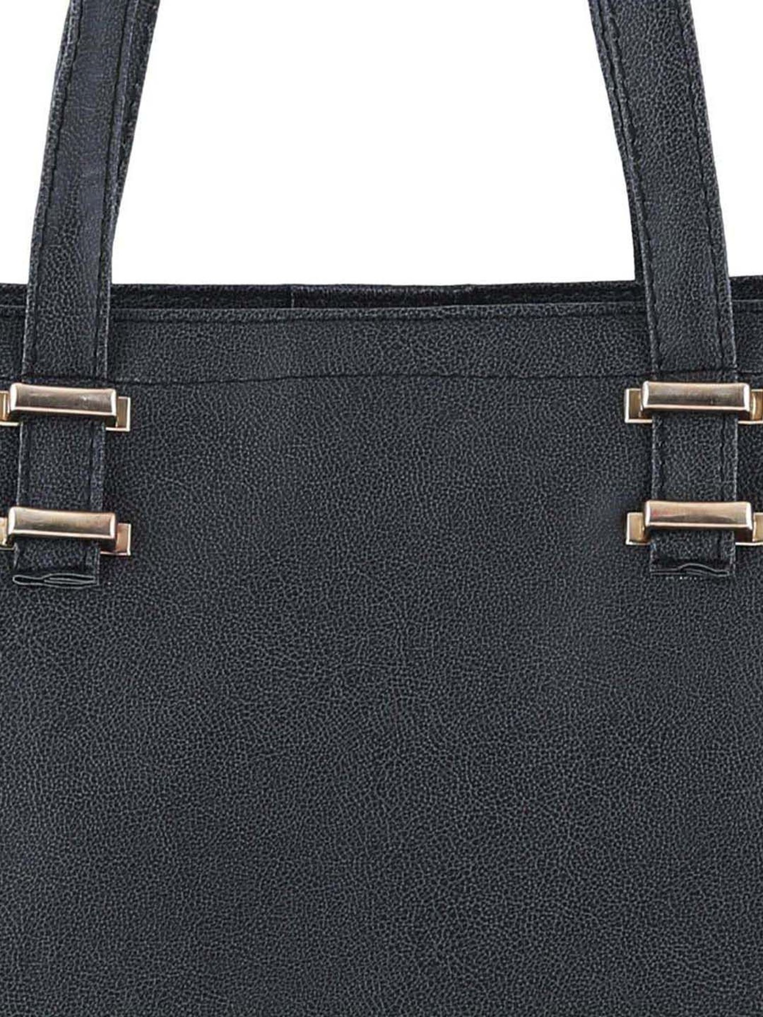Toteteca Black Solid Medium Tote Handbag