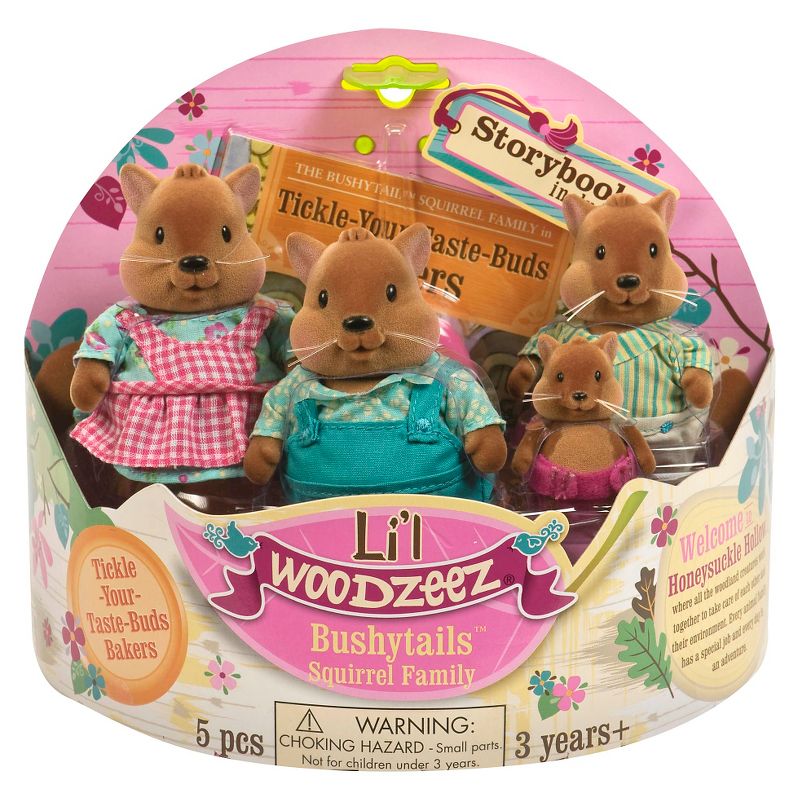 Li'l Woodzeez Miniature Animal Figurine Set - Bushytail Squirrel Family