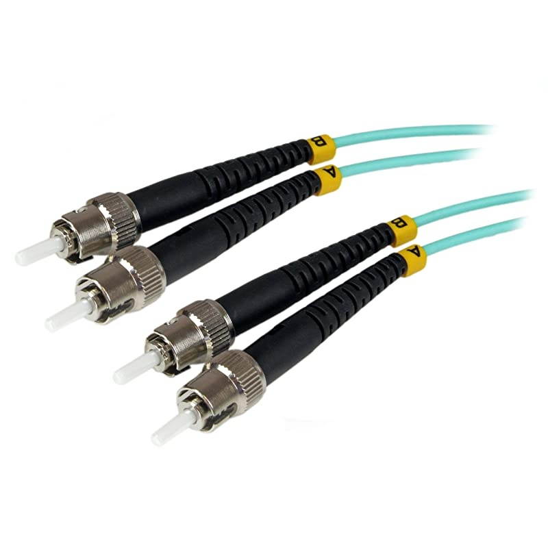 com 1m Fiber Optic Cable 10 Gb Aqua Multimode Duplex 50125 LSZH STST OM3 ST to ST Fiber Patch Cable